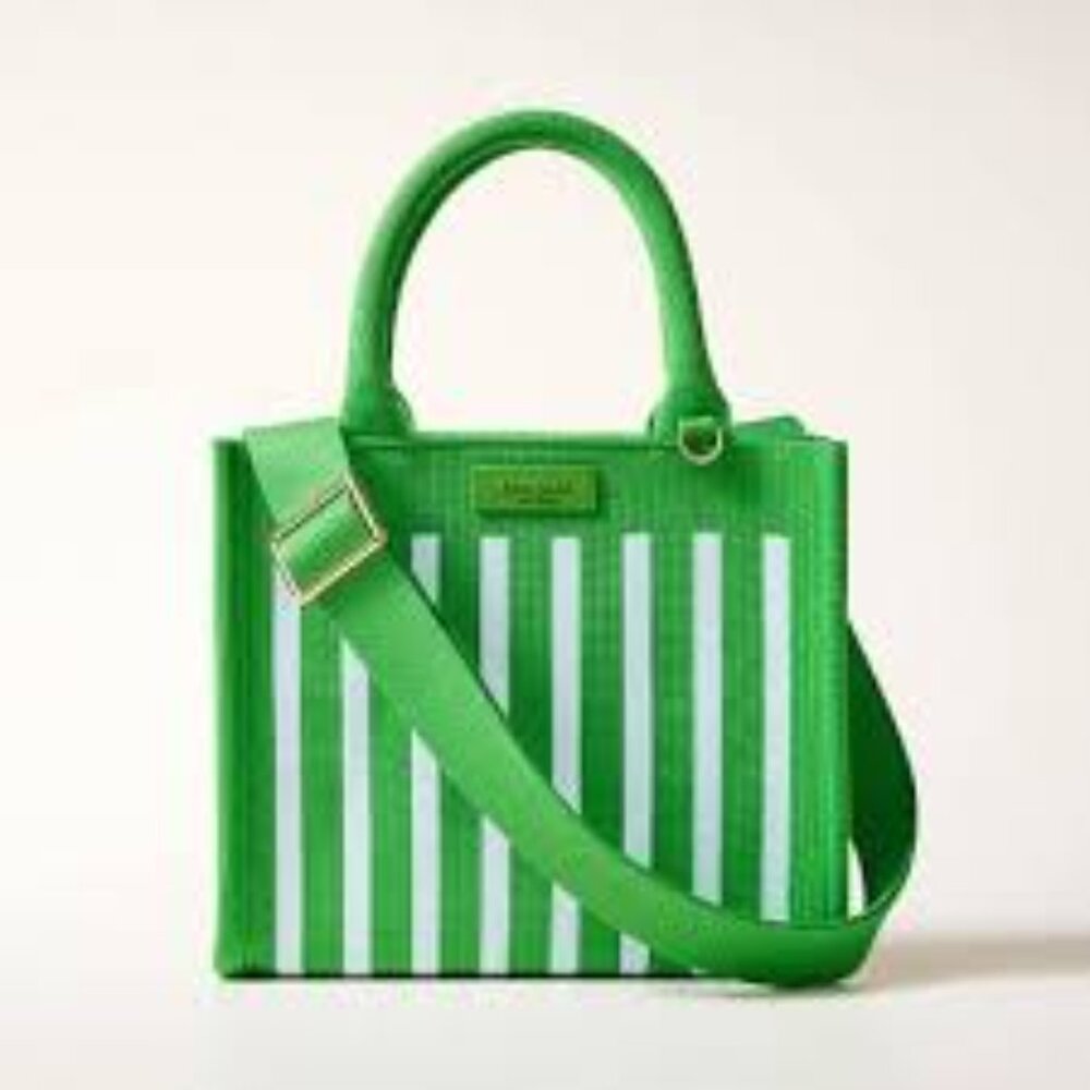NWT Kate Spare X Target Green and White Striped Knit Crossbody Tote Bag